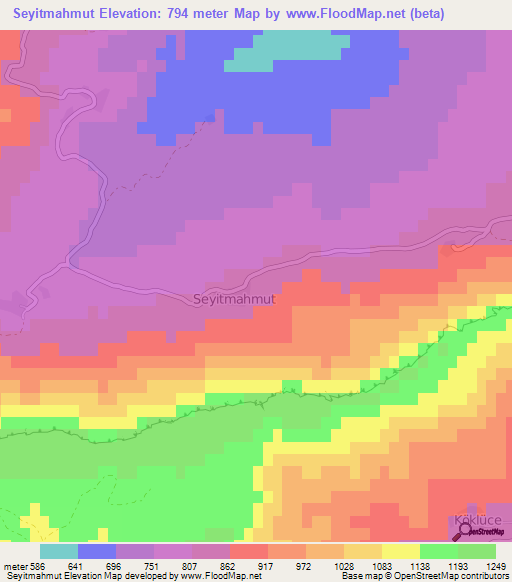 Seyitmahmut,Turkey Elevation Map