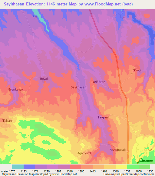 Seyithasan,Turkey Elevation Map