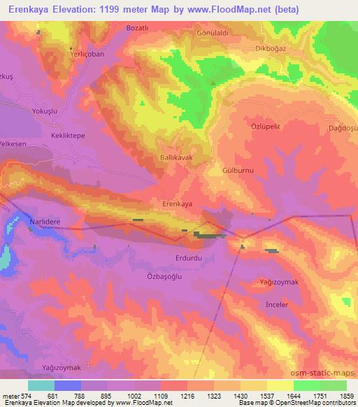 Erenkaya,Turkey Elevation Map