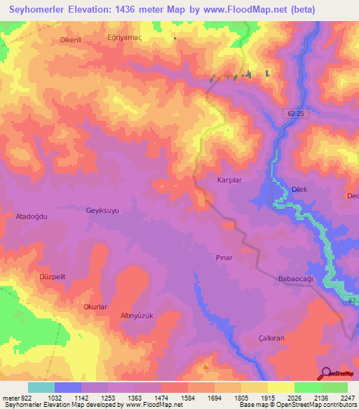 Seyhomerler,Turkey Elevation Map