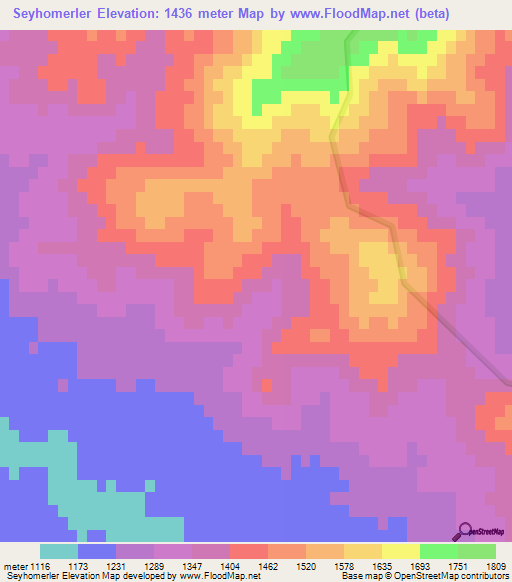 Seyhomerler,Turkey Elevation Map