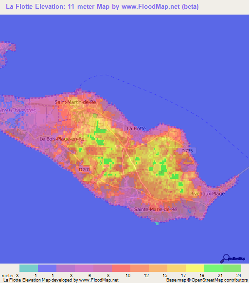 La Flotte,France Elevation Map