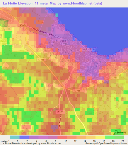 La Flotte,France Elevation Map