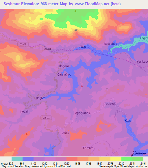 Seyhmur,Turkey Elevation Map