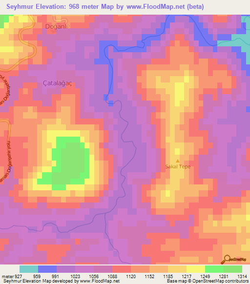 Seyhmur,Turkey Elevation Map