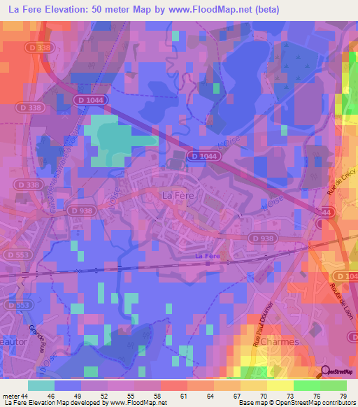 La Fere,France Elevation Map