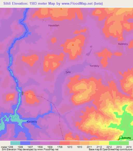 Sihli,Turkey Elevation Map