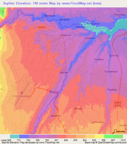 Seyhler,Turkey Elevation Map