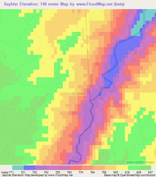 Seyhler,Turkey Elevation Map