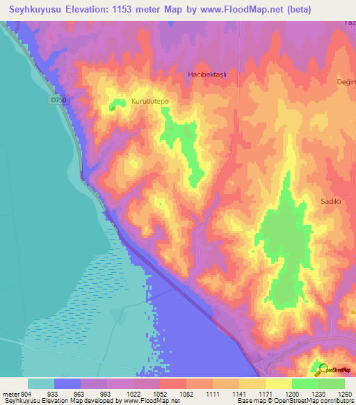 Seyhkuyusu,Turkey Elevation Map