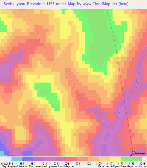 Seyhkuyusu,Turkey Elevation Map