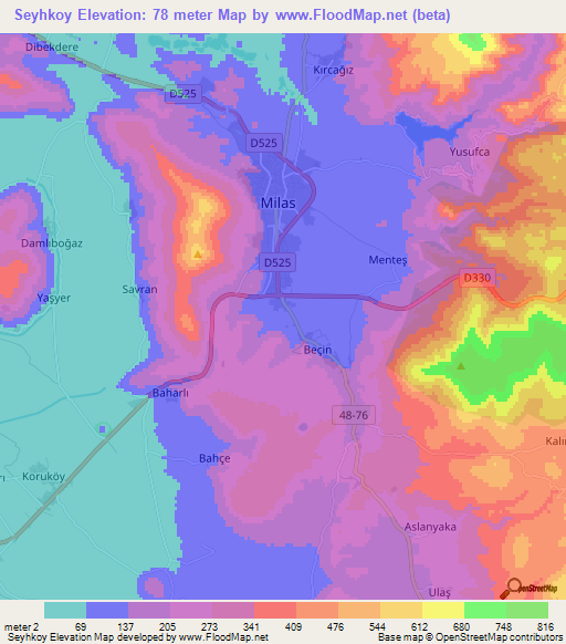 Seyhkoy,Turkey Elevation Map