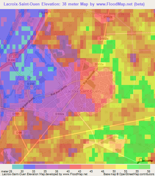 Lacroix-Saint-Ouen,France Elevation Map