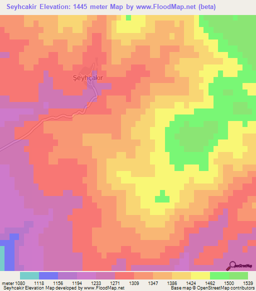 Seyhcakir,Turkey Elevation Map