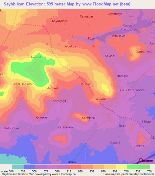 Seyhbilcan,Turkey Elevation Map