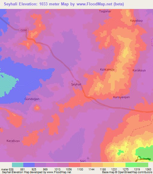 Seyhali,Turkey Elevation Map