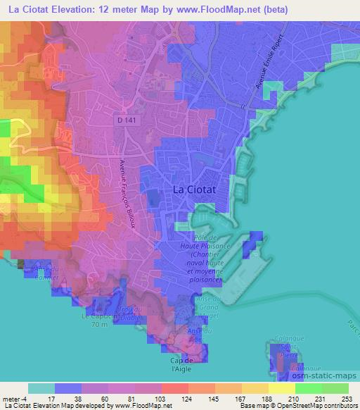 La Ciotat,France Elevation Map