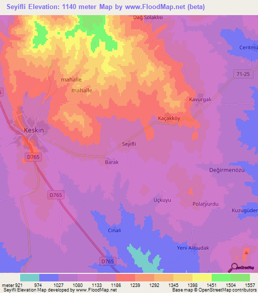 Seyifli,Turkey Elevation Map