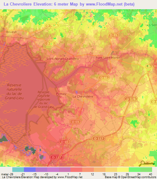 La Chevroliere,France Elevation Map