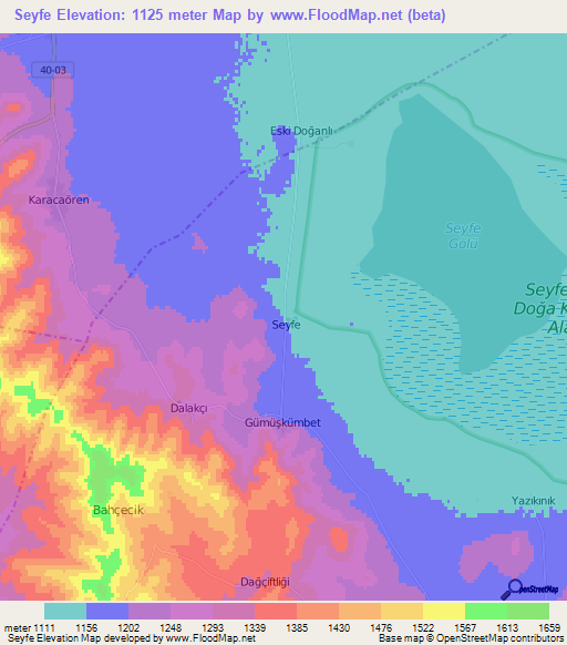 Seyfe,Turkey Elevation Map