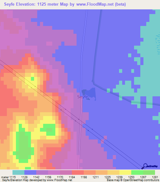 Seyfe,Turkey Elevation Map