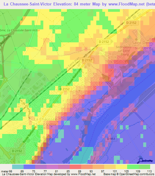 La Chaussee-Saint-Victor,France Elevation Map
