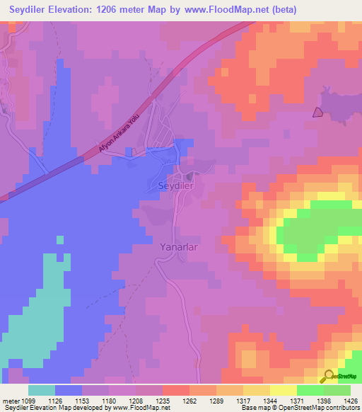 Seydiler,Turkey Elevation Map