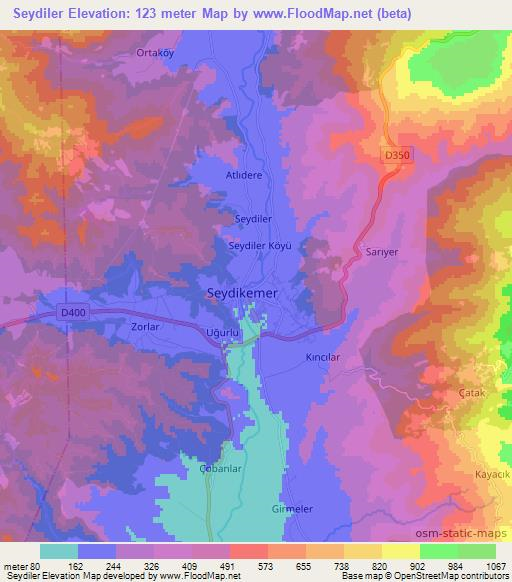 Seydiler,Turkey Elevation Map