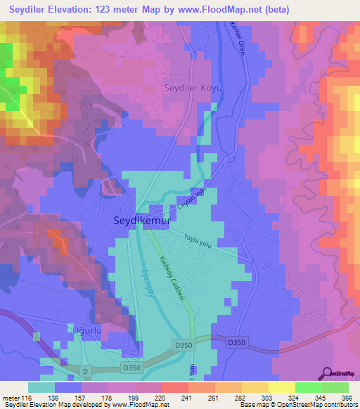 Seydiler,Turkey Elevation Map