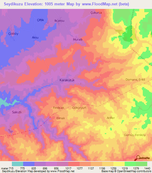 Seydikuzu,Turkey Elevation Map