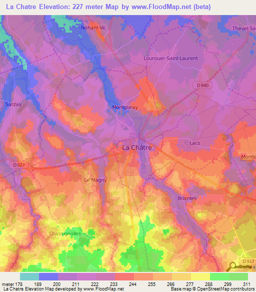 La Chatre,France Elevation Map