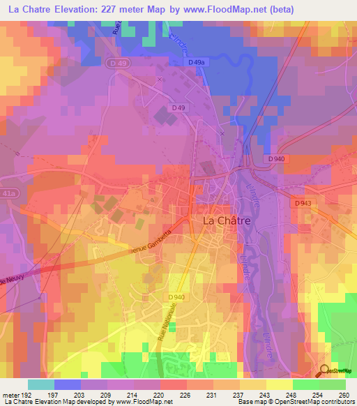 La Chatre,France Elevation Map