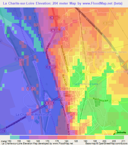 La Charite-sur-Loire,France Elevation Map