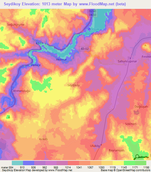 Seydikoy,Turkey Elevation Map