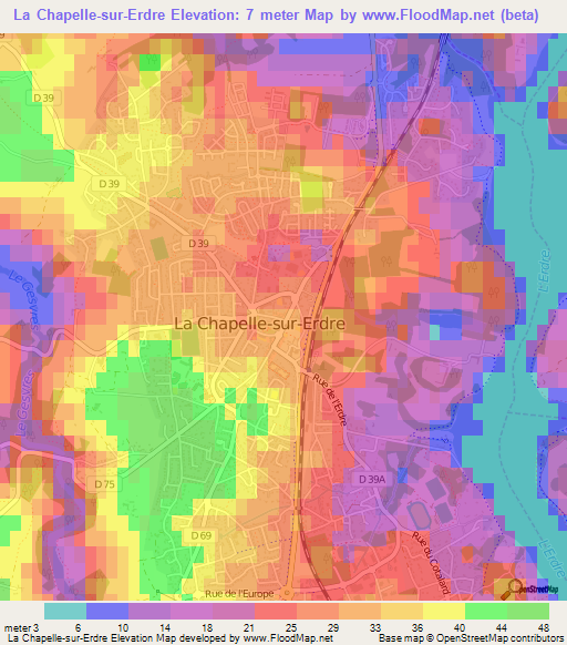 La Chapelle-sur-Erdre,France Elevation Map