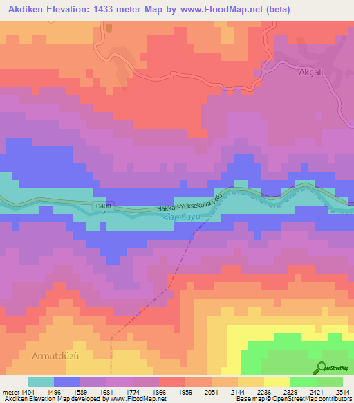 Akdiken,Turkey Elevation Map