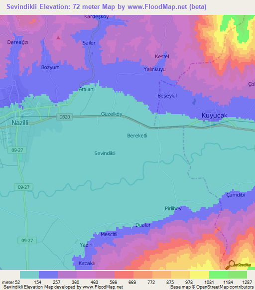 Sevindikli,Turkey Elevation Map