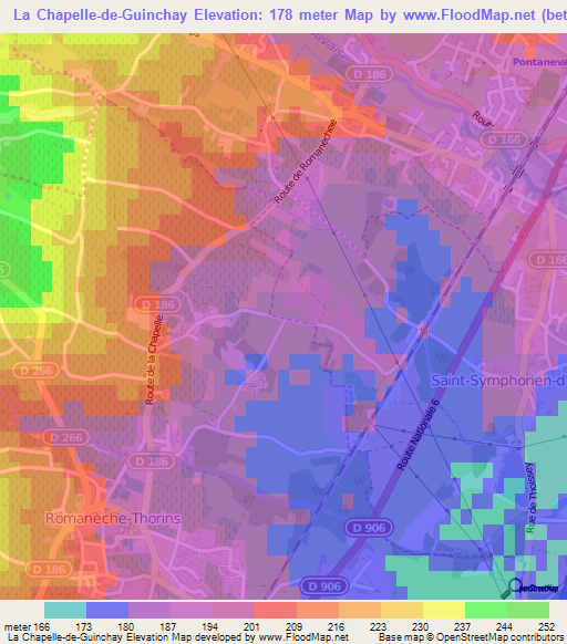 La Chapelle-de-Guinchay,France Elevation Map