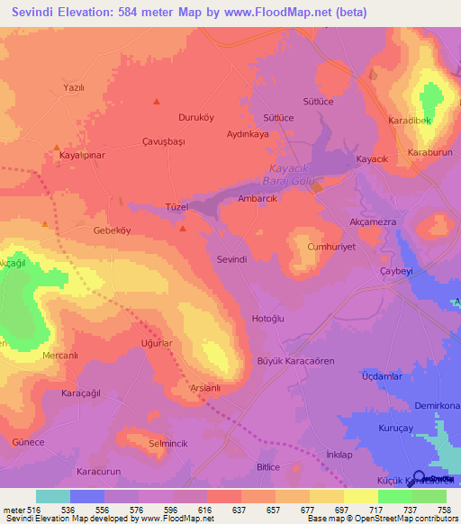 Sevindi,Turkey Elevation Map