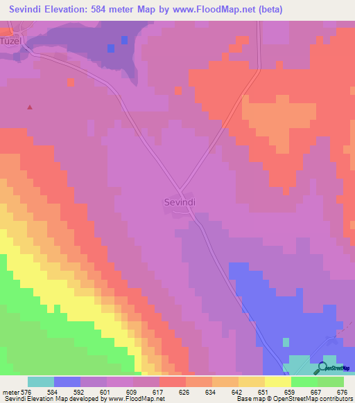 Sevindi,Turkey Elevation Map