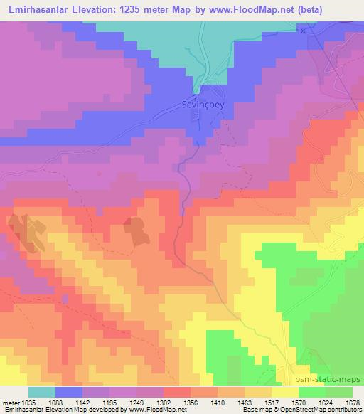 Emirhasanlar,Turkey Elevation Map