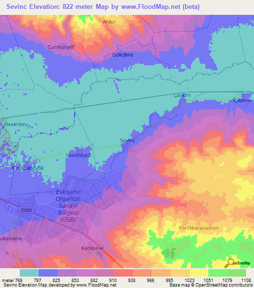 Sevinc,Turkey Elevation Map