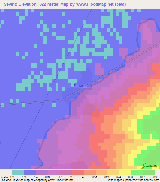 Sevinc,Turkey Elevation Map