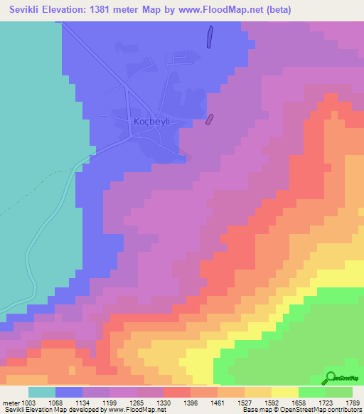 Sevikli,Turkey Elevation Map