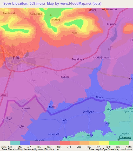 Seve,Turkey Elevation Map