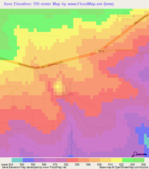 Seve,Turkey Elevation Map