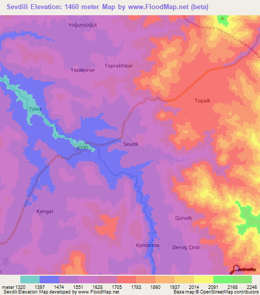 Sevdili,Turkey Elevation Map