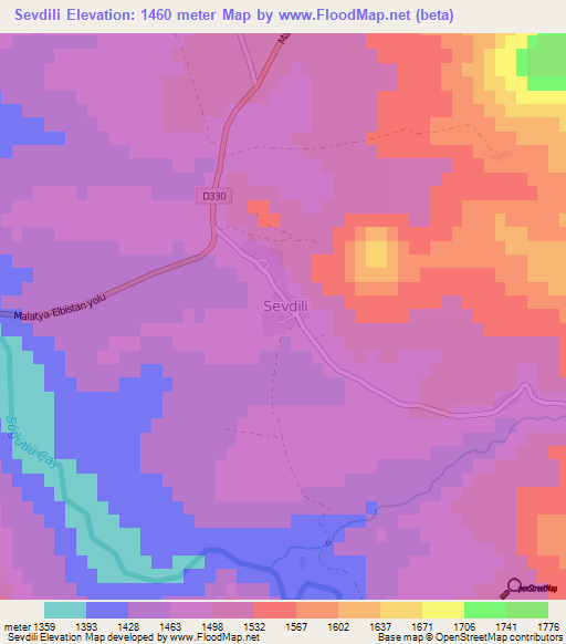 Sevdili,Turkey Elevation Map