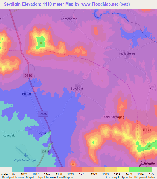 Sevdigin,Turkey Elevation Map