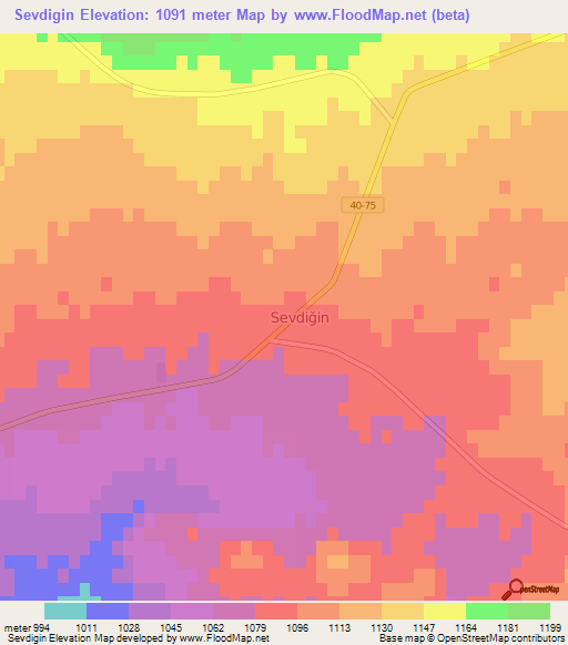 Sevdigin,Turkey Elevation Map